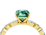 Yellow gold Emerald Cut Green Sapphire Solitaire with Side Stones on a Pavé Band and Four-Prong Setting_4