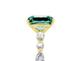 Yellow gold Emerald Cut Green Sapphire Solitaire with Side Stones on a Pavé Band and Four-Prong Setting_5