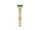 Yellow gold Emerald Cut Green Sapphire Split Shank Engagement Ring with Pavé Band_2