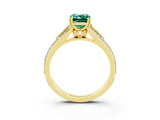 Yellow gold Emerald Cut Green Sapphire Split Shank Engagement Ring with Pavé Band_3
