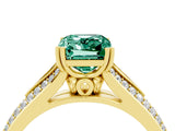Yellow gold Emerald Cut Green Sapphire Split Shank Engagement Ring with Pavé Band_4