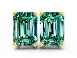 Yellow gold Emerald Cut Green Sapphire Stud Earrings_18