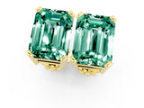 Yellow gold Emerald Cut Green Sapphire Stud Earrings_19