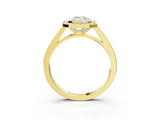 Yellow gold Emerald Cut Halo Bezel Diamond Pave Band Ring_12