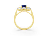 Yellow gold Emerald Cut Halo Cluster Diamond Ring with Pave Band and Four-Prong Setting_15
