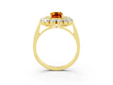 Yellow gold Emerald Cut Halo Cluster Diamond Ring with Pave Band and Four-Prong Setting_15