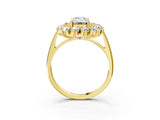Yellow gold Emerald Cut Halo Cluster Diamond Ring with Pave Band and Four-Prong Setting_20