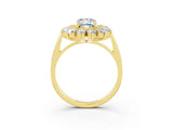 Yellow gold Emerald Cut Halo Cluster Diamond Ring with Pave Band and Four-Prong Setting_27