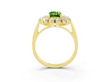 Yellow gold Emerald Cut Halo Cluster Diamond Ring with Pave Band and Four-Prong Setting_3