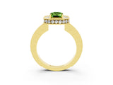 Yellow gold Emerald Cut Halo Diamond Engagement Ring with Milgrain Pave Band and Four-Prong Setting_3