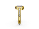 Yellow gold Emerald Cut Halo Diamond Pave Band Ring with Four-Prong Setting_63
