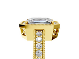 Yellow gold Emerald Cut Halo Diamond Pave Band Ring with Four-Prong Setting_66