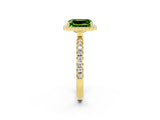 Yellow gold Emerald Cut Halo Diamond Pave Band with Prong Setting_2