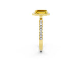 Yellow gold Emerald Cut Halo Diamond Pave Band with Prong Setting_2