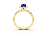 Yellow gold Emerald Cut Halo Diamond Pave Band with Prong Setting_3