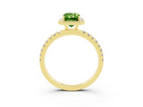 Yellow gold Emerald Cut Halo Diamond Pave Band with Prong Setting_3
