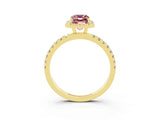 Yellow gold Emerald Cut Halo Diamond Pave Band with Prong Setting_3