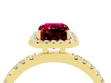 Yellow gold Emerald Cut Halo Diamond Pave Band with Prong Setting_4