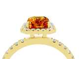 Yellow gold Emerald Cut Halo Diamond Pave Band with Prong Setting_4