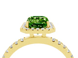 Yellow gold Emerald Cut Halo Diamond Pave Band with Prong Setting_4
