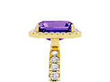 Yellow gold Emerald Cut Halo Diamond Pave Band with Prong Setting_5