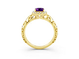 Yellow gold Emerald Cut Halo Diamond Solitaire with Filigree Band and Four-Prong Setting_3