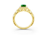 Yellow gold Emerald Cut Halo Diamond Solitaire with Filigree Band and Four-Prong Setting_3