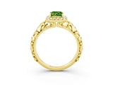 Yellow gold Emerald Cut Halo Diamond Solitaire with Filigree Band and Four-Prong Setting_3