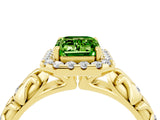 Yellow gold Emerald Cut Halo Diamond Solitaire with Filigree Band and Four-Prong Setting_4