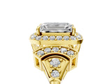 Yellow gold Emerald Cut Halo Diamond Split Shank Engagement Ring with Four-Prong Setting_24