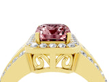 Yellow gold Emerald Cut Halo Morganite Ring with Split Shank and Four-Prong Setting_4