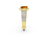 Yellow gold Emerald Cut Halo Pavé Diamond Engagement Ring with Split Shank and Four-Prong Setting_2
