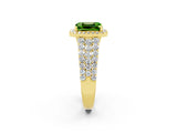 Yellow gold Emerald Cut Halo Pavé Diamond Engagement Ring with Split Shank and Four-Prong Setting_2