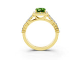 Yellow gold Emerald Cut Halo Pavé Diamond Engagement Ring with Split Shank and Four-Prong Setting_3