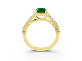 Yellow gold Emerald Cut Halo Pavé Diamond Engagement Ring with Split Shank and Four-Prong Setting_3