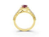 Yellow gold Emerald Cut Halo Pavé Diamond Engagement Ring with Split Shank and Four-Prong Setting_3