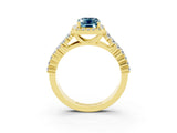 Yellow gold Emerald Cut Halo Pavé Diamond Engagement Ring with Split Shank and Four-Prong Setting_3