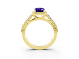 Yellow gold Emerald Cut Halo Pavé Diamond Engagement Ring with Split Shank and Four-Prong Setting_3