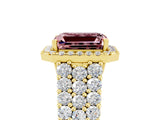 Yellow gold Emerald Cut Halo Pavé Diamond Engagement Ring with Split Shank and Four-Prong Setting_5