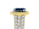 Yellow gold Emerald Cut Halo Pavé Diamond Engagement Ring with Split Shank and Four-Prong Setting_5
