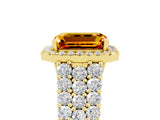 Yellow gold Emerald Cut Halo Pavé Diamond Engagement Ring with Split Shank and Four-Prong Setting_5