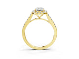 Yellow gold Emerald Cut Halo Pave Diamond Engagement Ring with Four-Prong Setting_6