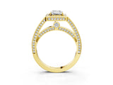 Yellow gold Emerald Cut Halo Pave Split Shank Prong Setting Ring_47