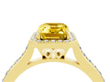 Yellow gold Emerald Cut Halo Round Diamond Pavé Band with Four-Prong Setting_4