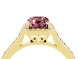 Yellow gold Emerald Cut Halo Round Diamond Pavé Band with Four-Prong Setting_4