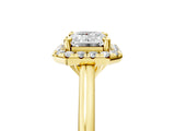 Yellow gold Emerald Cut Halo Round Diamond Solitaire Engagement Ring with Pave Band and Four-Prong Setting_20