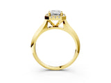 Yellow gold Emerald Cut Halo Solitaire Engagement Ring with Square Band and Four-Prong Setting_103