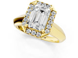 Yellow gold Emerald Cut Halo Solitaire Engagement Ring with Square Band and Four-Prong Setting_67