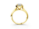 Yellow gold Emerald Cut Halo Solitaire Engagement Ring with Square Band and Four-Prong Setting_69
