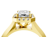 Yellow gold Emerald Cut Halo Solitaire Engagement Ring with Square Band and Four-Prong Setting_70